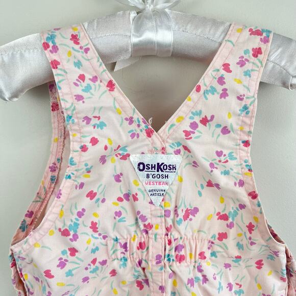 Vintage OshKosh B'gosh Pink Floral Shortalls 3T USA - Picture 7 of 8